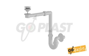 Sifone salvaspazio ABS bianco ad U per lavabo Ø32 con piletta click-clack incorporata