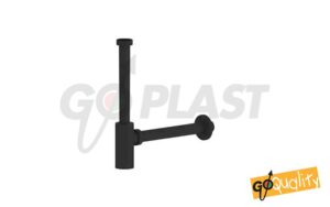 Sifone minimalista TONDO per lavabo da 1″1/4 in ABS nero opaco