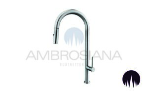 Miscelatore cucina tondo con doccetta estraibile SATINATO H. 48cm